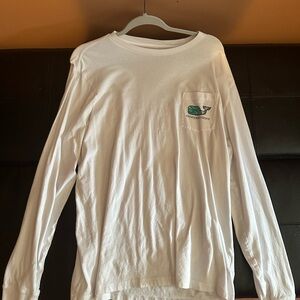 Vineyard Vines White Long Sleeve with Green Whale Logo